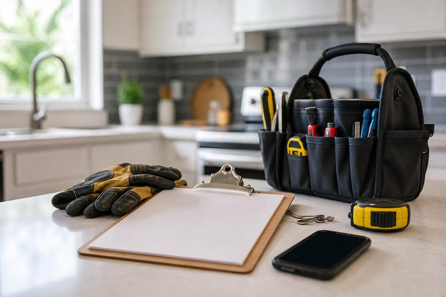 Maintenance tools and repair tracking materials in a rental unit